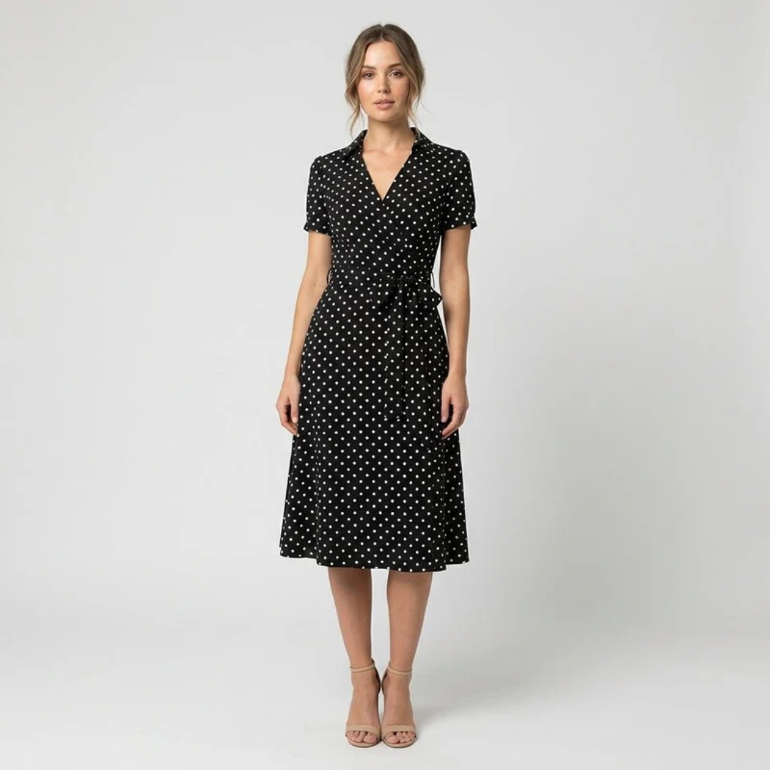 Milly | Damen Elegante Wickel Midi Kleid