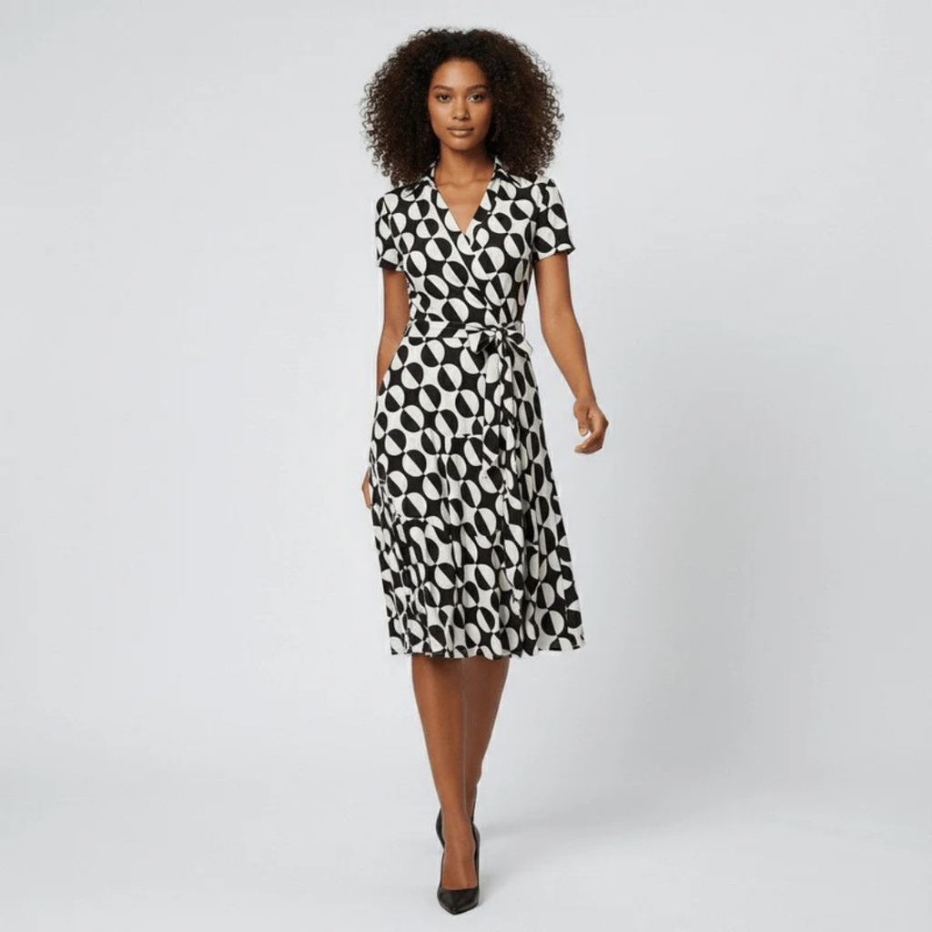Milly | Damen Elegante Wickel Midi Kleid