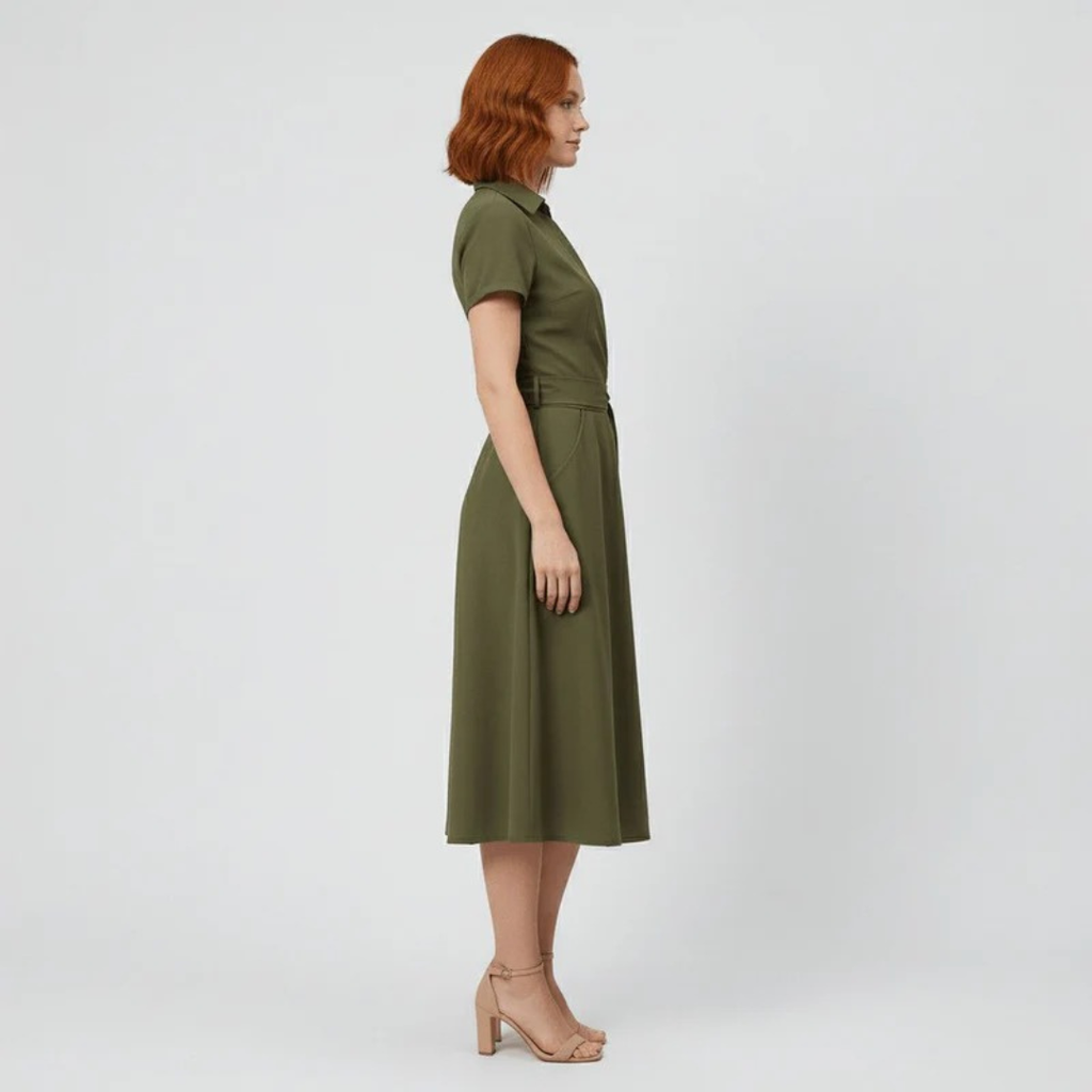 Milly | Damen Elegante Wickel Midi Kleid