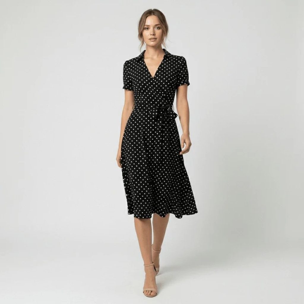 Milly | Damen Elegante Wickel Midi Kleid