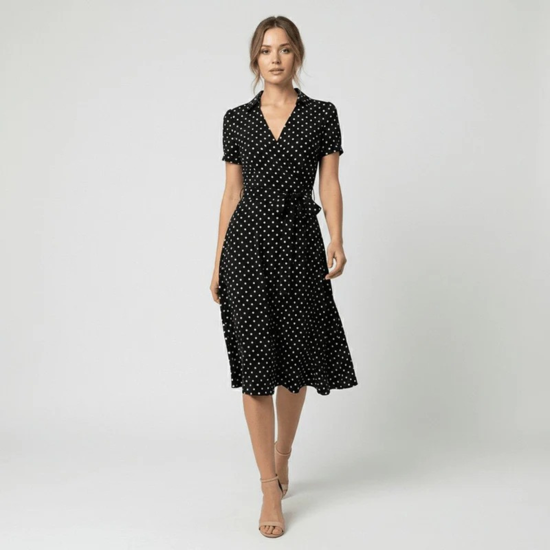 Milly | Damen Elegante Wickel Midi Kleid