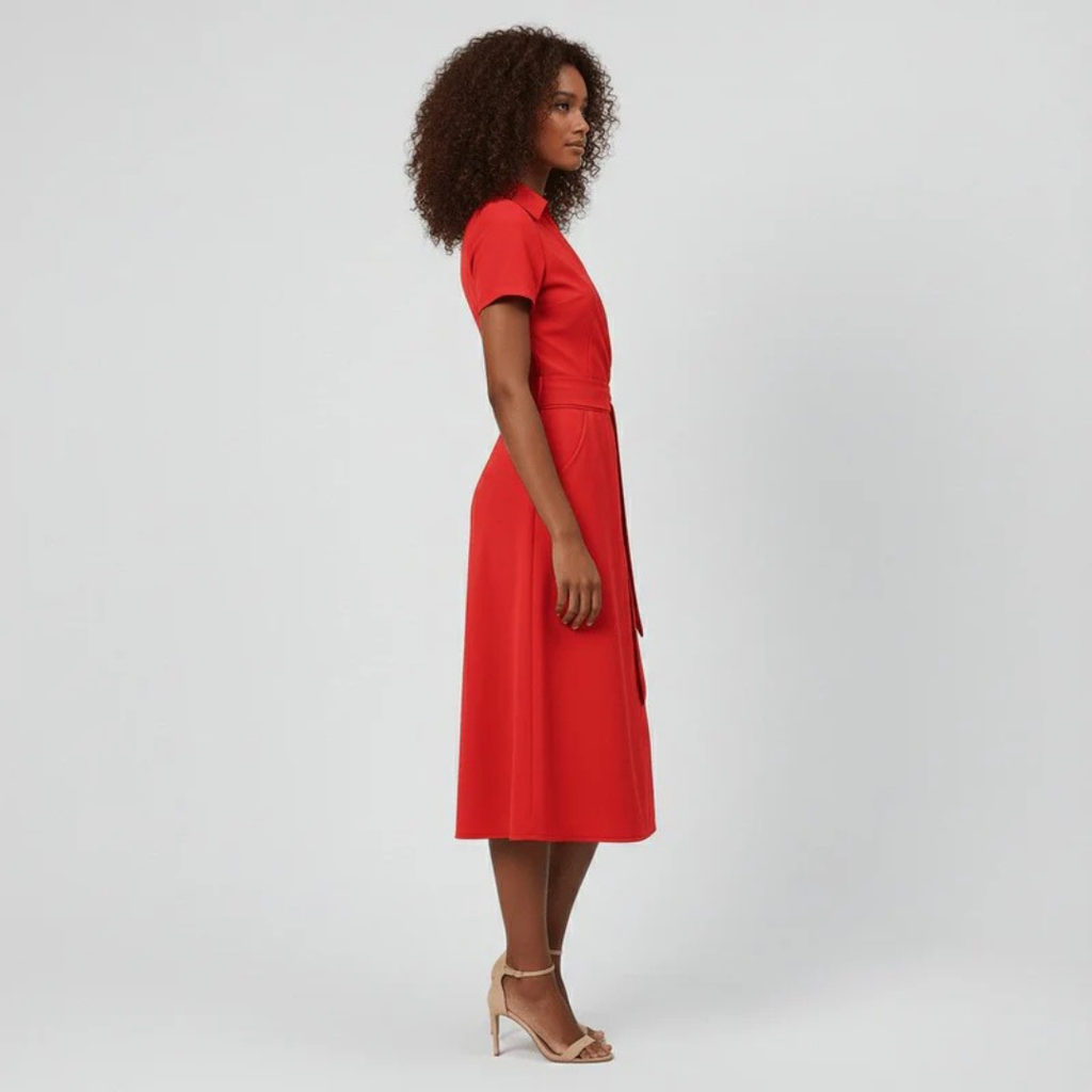 Milly | Damen Elegante Wickel Midi Kleid