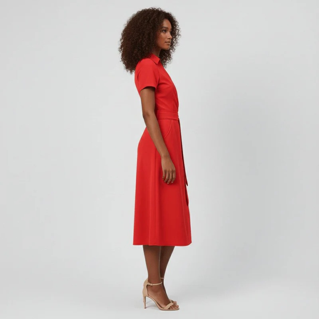 Milly | Damen Elegante Wickel Midi Kleid
