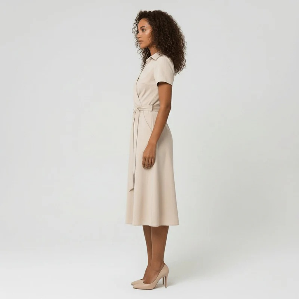 Milly | Damen Elegante Wickel Midi Kleid