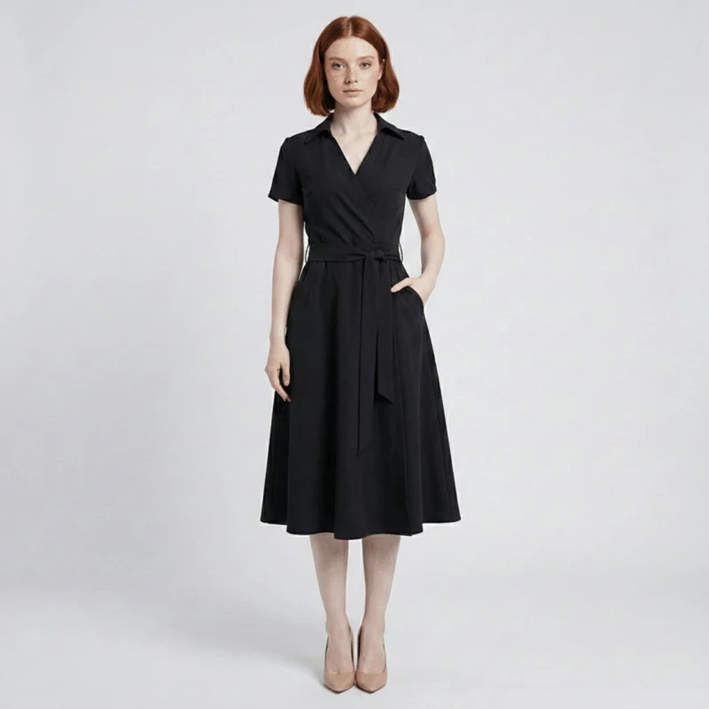 Milly | Damen Elegante Wickel Midi Kleid