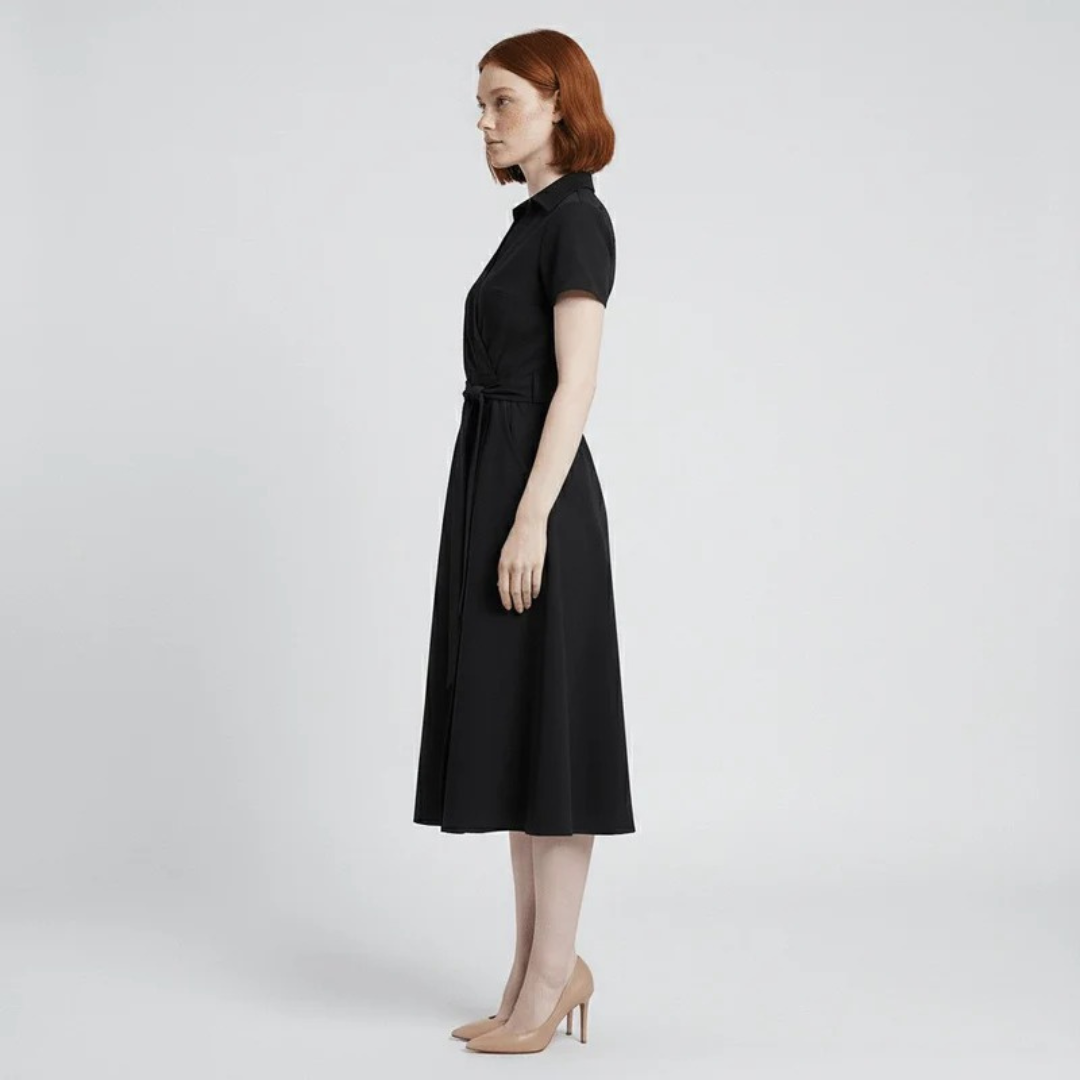 Milly | Damen Elegante Wickel Midi Kleid
