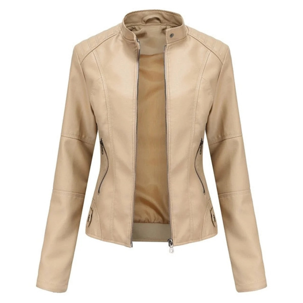 Ramona | Damen Stilvolle Kunstleder jacke altag