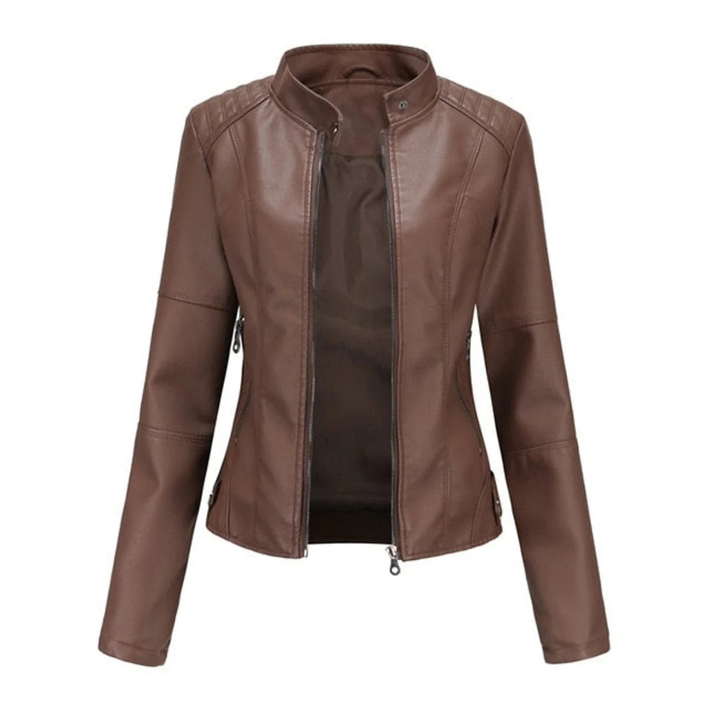 Ramona | Damen Stilvolle Kunstleder jacke altag