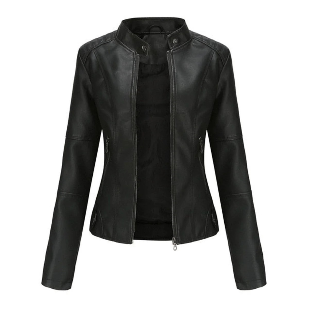 Ramona | Damen Stilvolle Kunstleder jacke altag