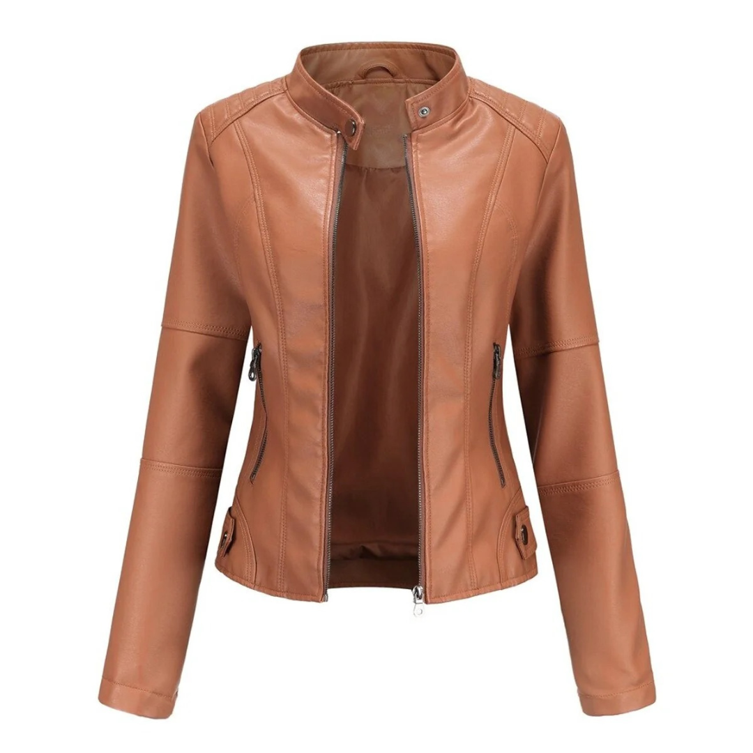 Ramona | Damen Stilvolle Kunstleder jacke altag