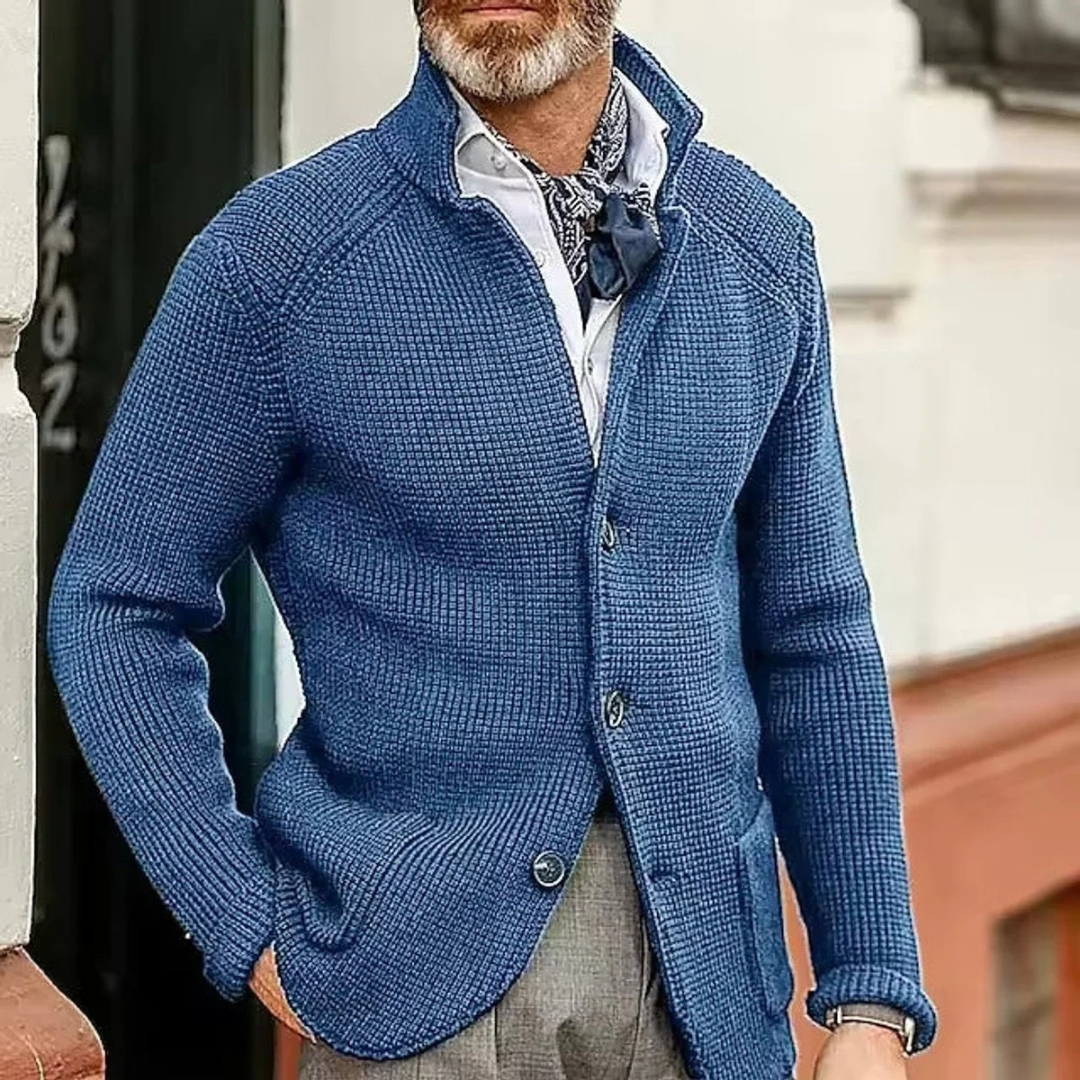 Milo | Herren Waffel Strickjacke mit Knöpfen