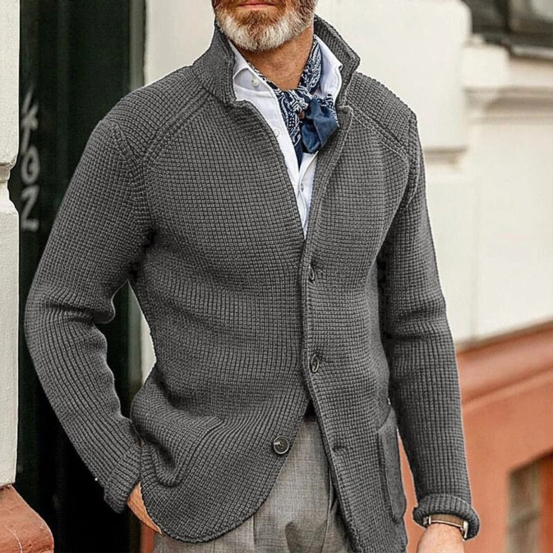 Milo | Herren Waffel Strickjacke mit Knöpfen