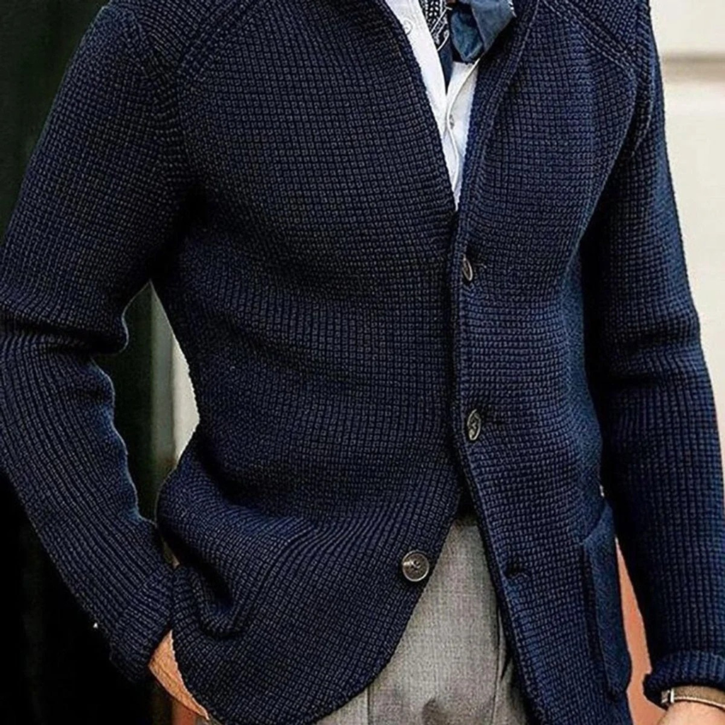 Milo | Herren Waffel Strickjacke mit Knöpfen