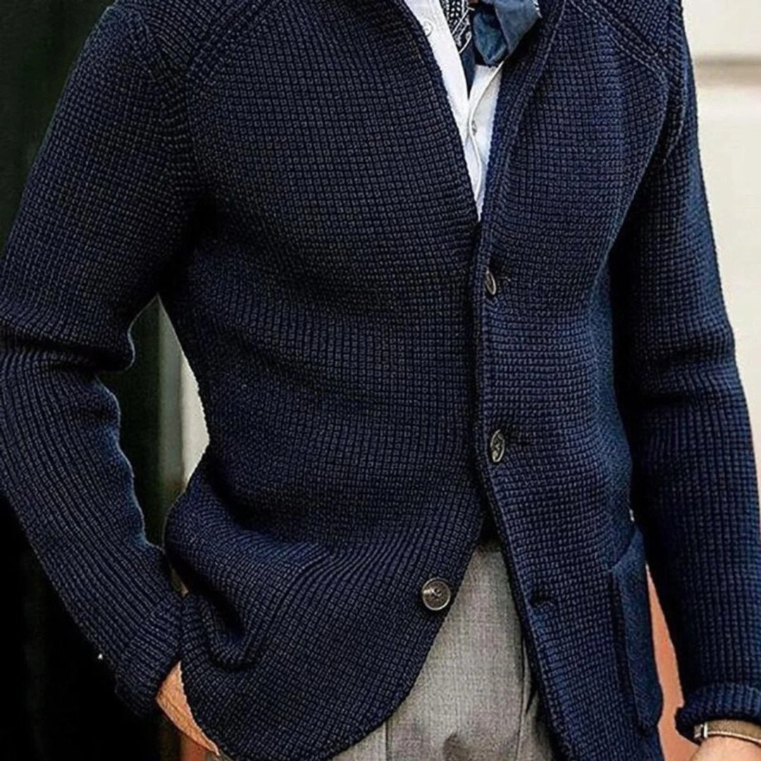 Milo | Herren Waffel Strickjacke mit Knöpfen