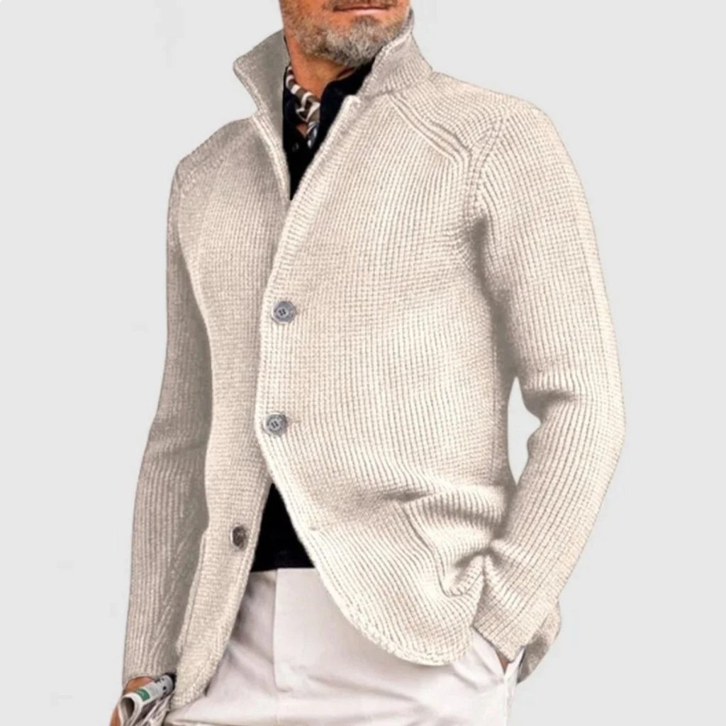 Milo | Herren Waffel Strickjacke mit Knöpfen