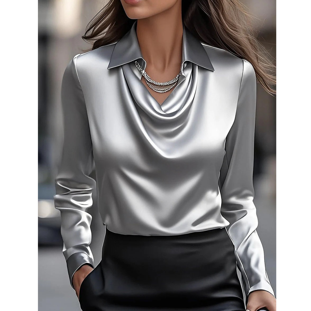 Mina | Damen Elegante Satinbluse