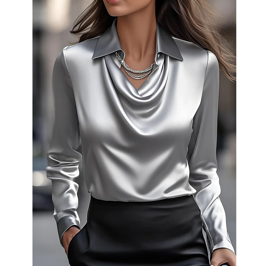 Mina | Damen Elegante Satinbluse