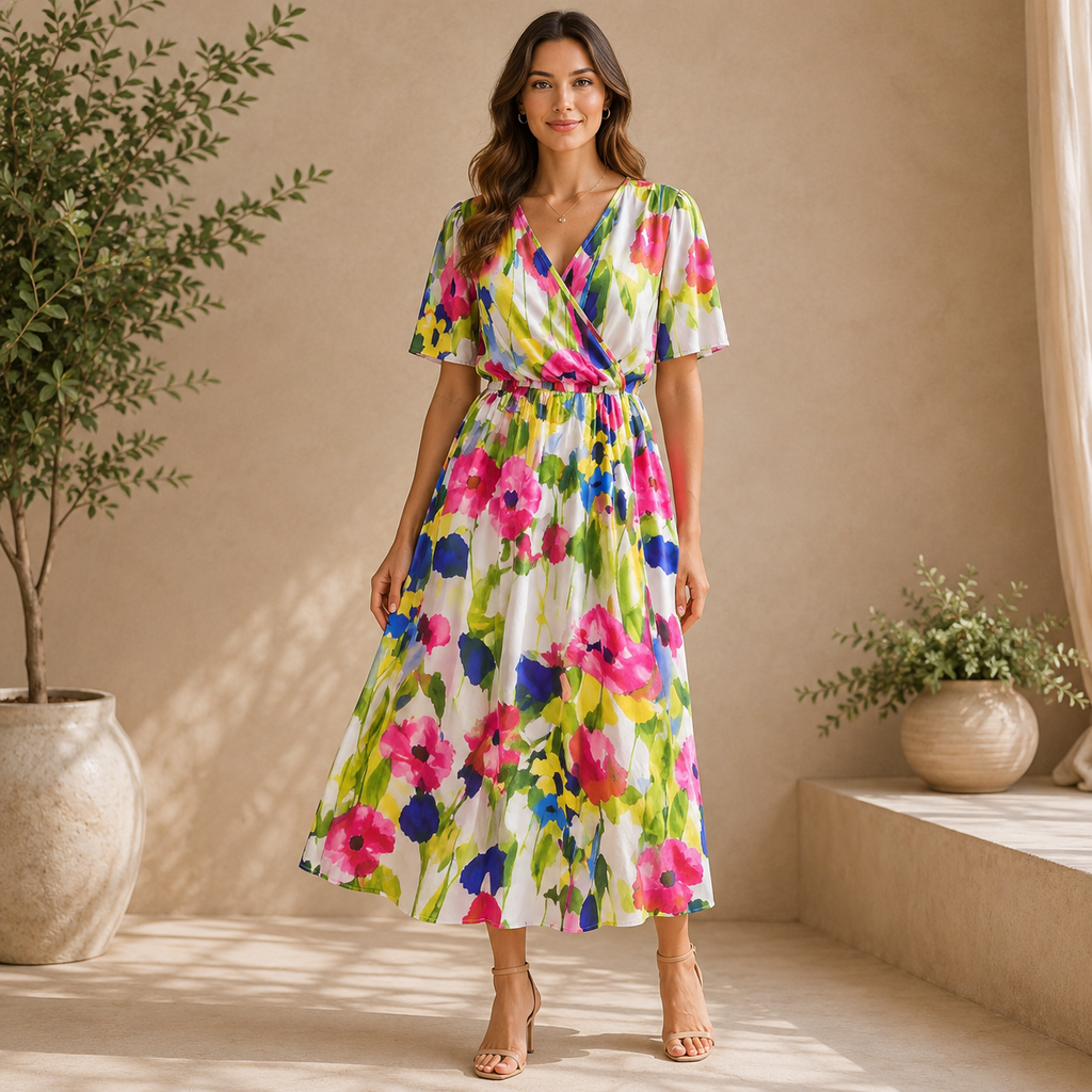 Mina | Damen Feminines Sommer Midikleid