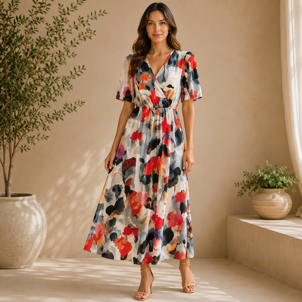 Mina | Damen Feminines Sommer Midikleid