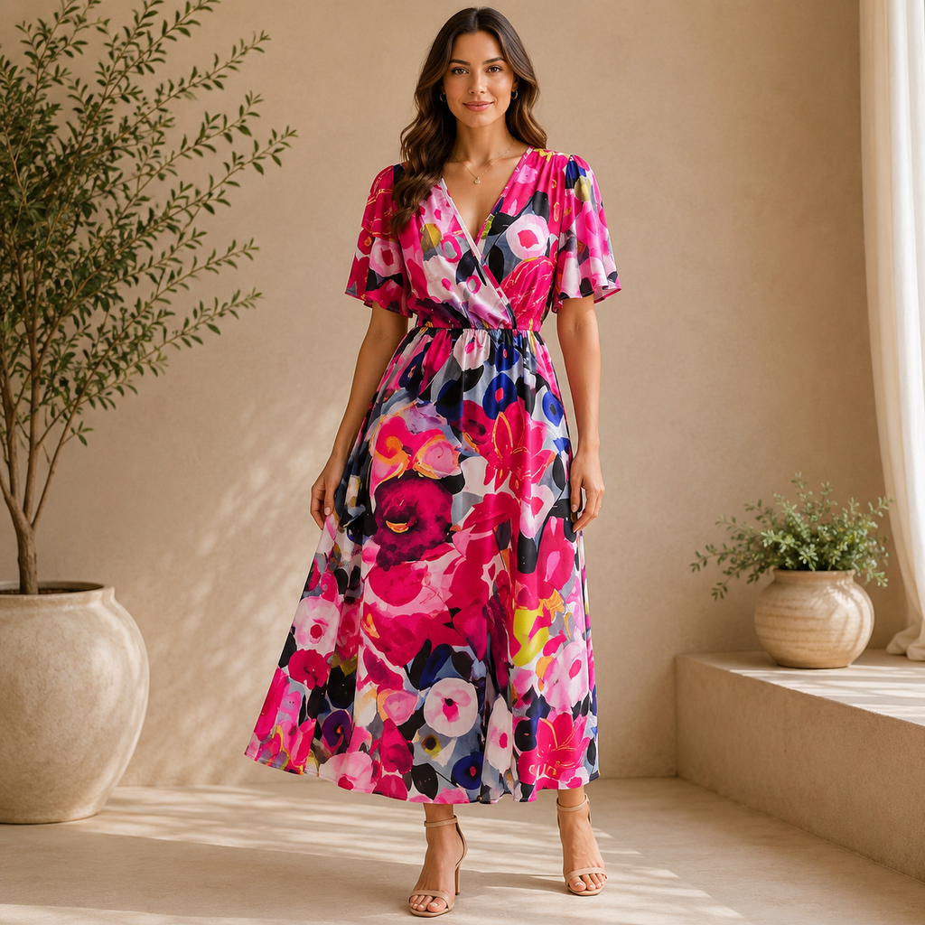 Mina | Damen Feminines Sommer Midikleid