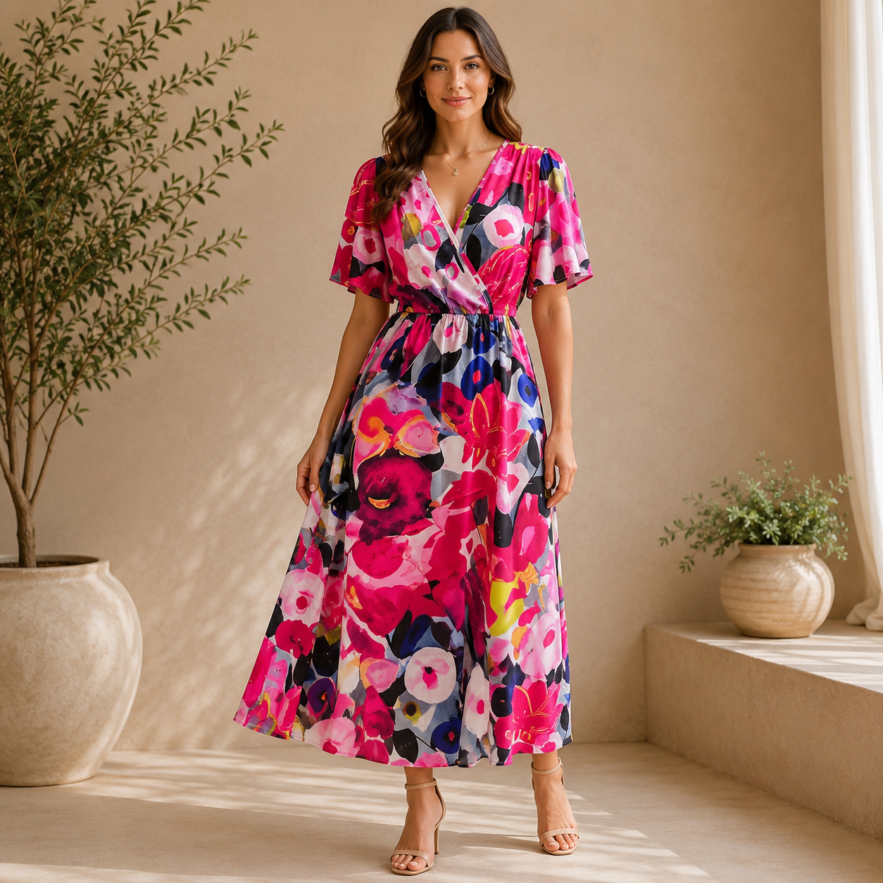 Mina | Damen Feminines Sommer Midikleid