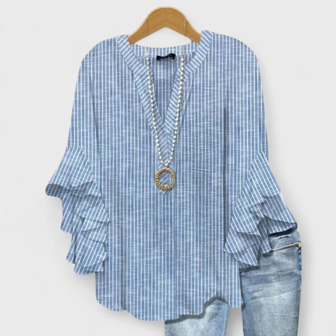 Mina | Damen Leichte Bluse Mit V-Ausschnitt