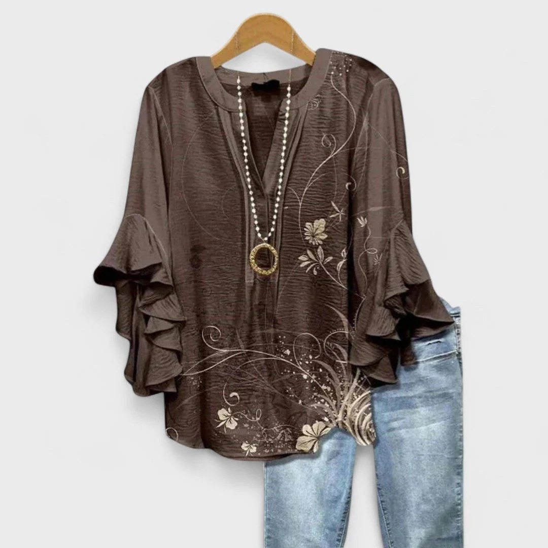 Mina | Damen Leichte Bluse Mit V-Ausschnitt