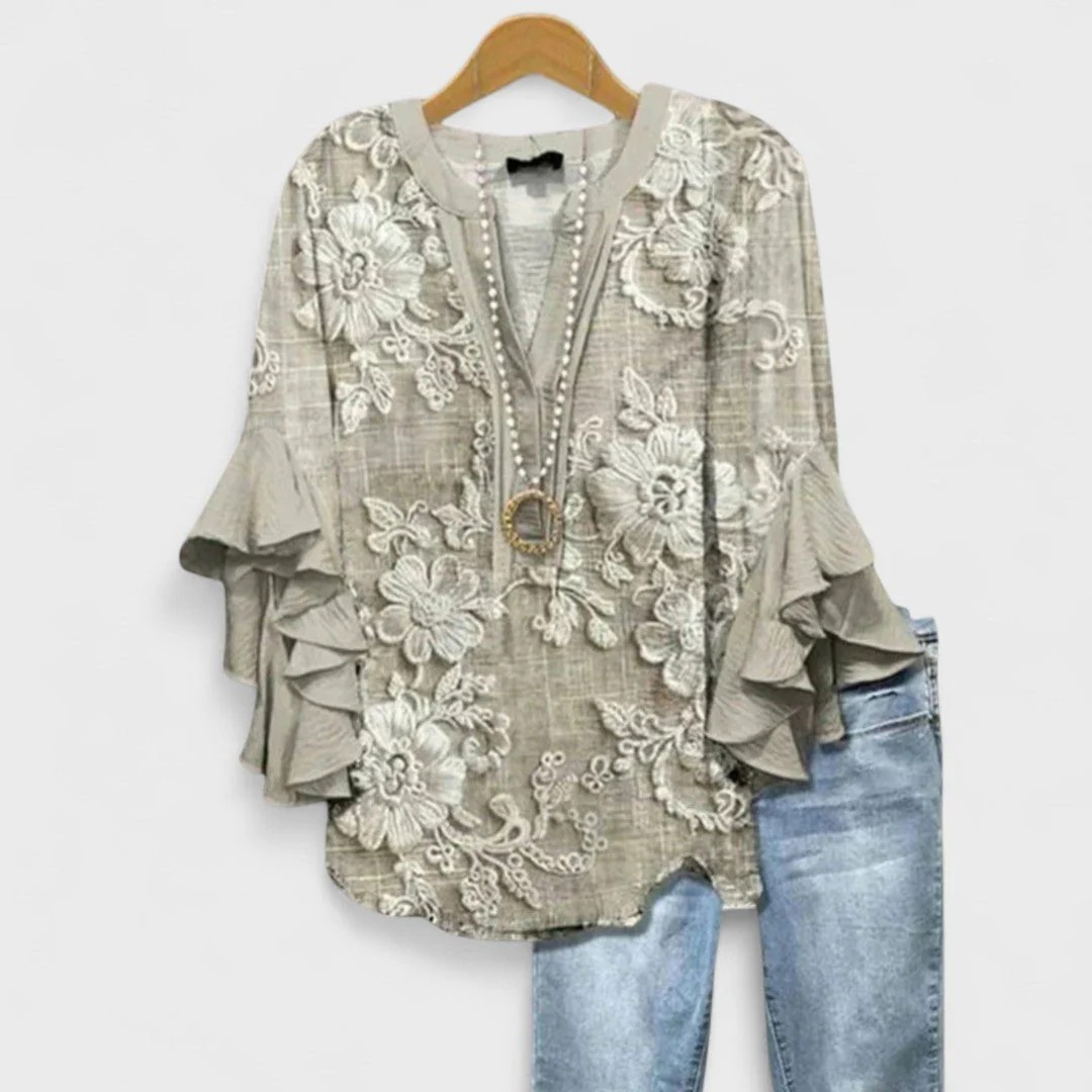 Mina | Damen Leichte Bluse Mit V-Ausschnitt