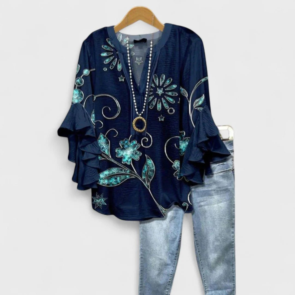 Mina | Damen Leichte Bluse Mit V-Ausschnitt