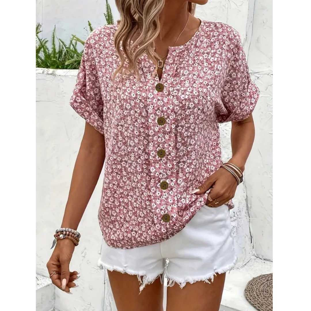 Mina | Damen Rosa Baumwolle Bluse