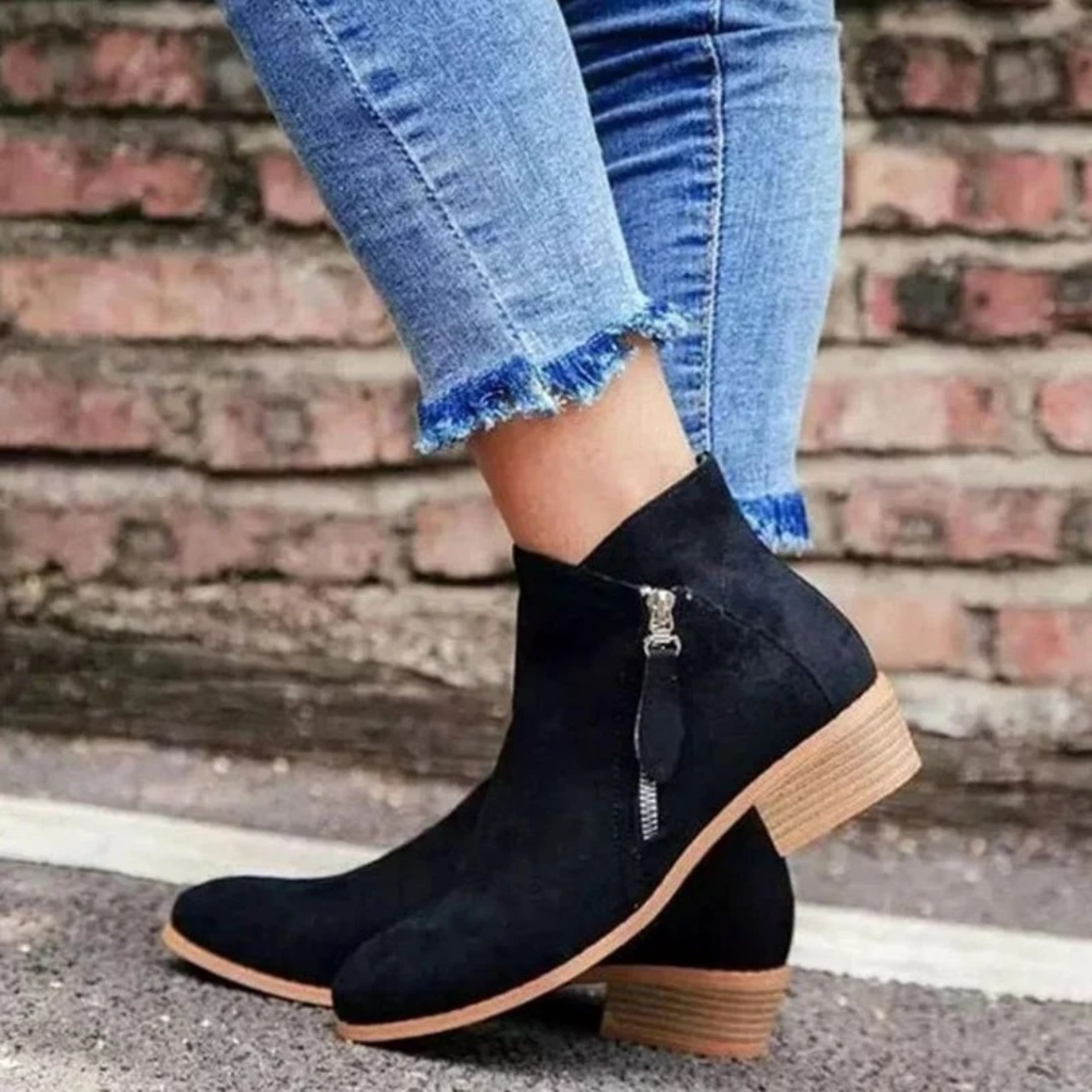 Minea | Damen Orthopädische Stiefeletten mit Absatz und Verschluss