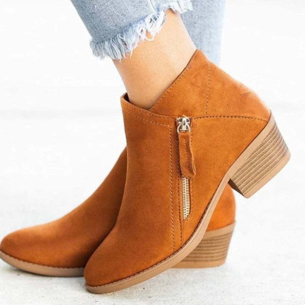 Minea | Damen Orthopädische Stiefeletten mit Absatz und Verschluss