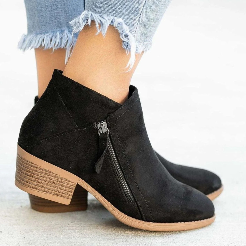 Minea | Damen Orthopädische Stiefeletten mit Absatz und Verschluss