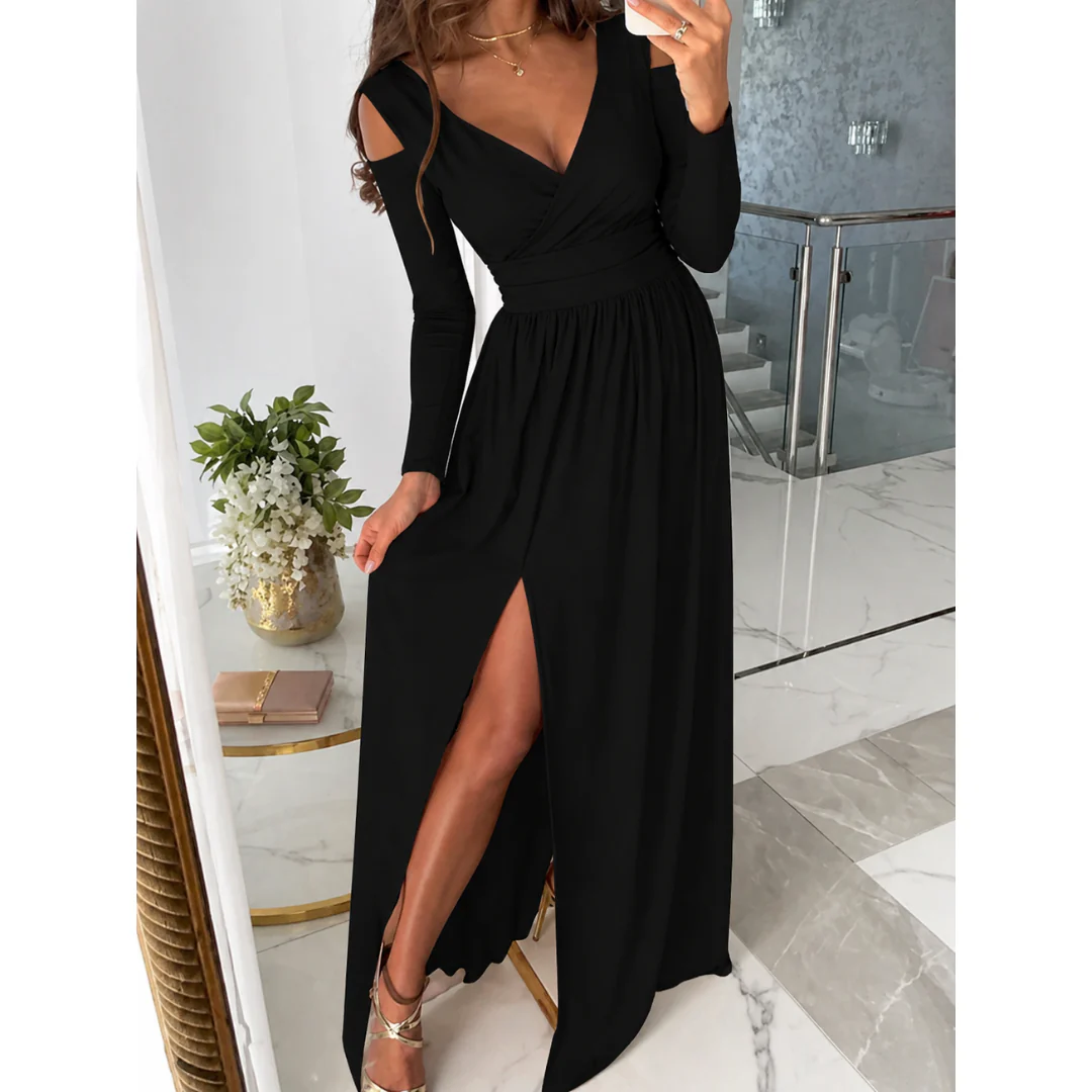 Mira | Damen Cocktail Abendkleid Maxi mit Schlitz