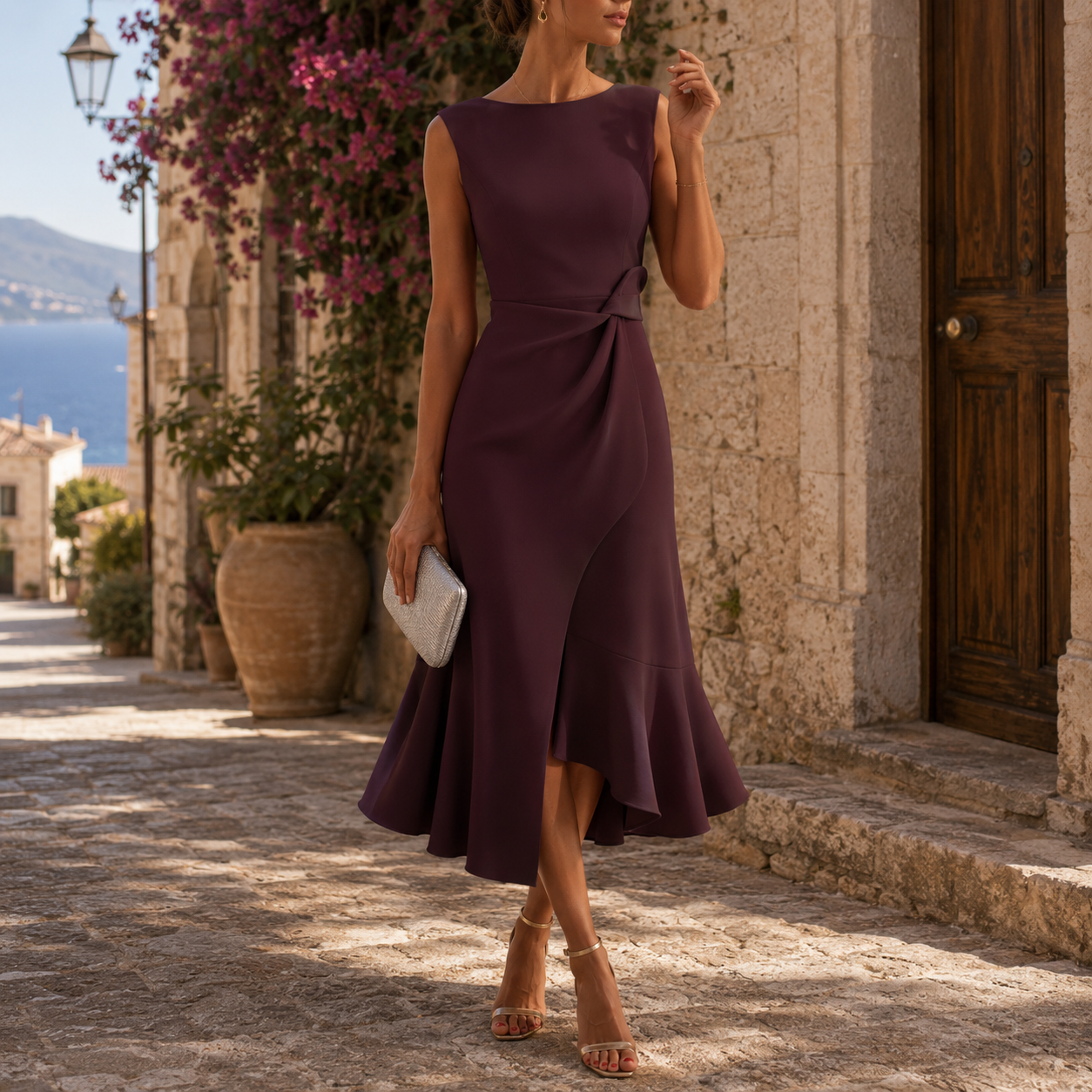 Mirela | Damen Midi Kleid Mit Weiter Form Für Hochzeit