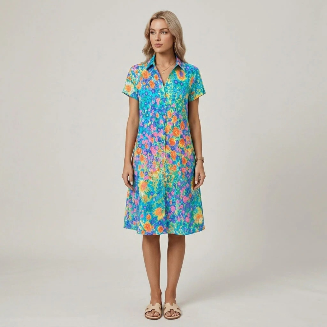 Mirella | Damen Stilvolles Boho Midikleid