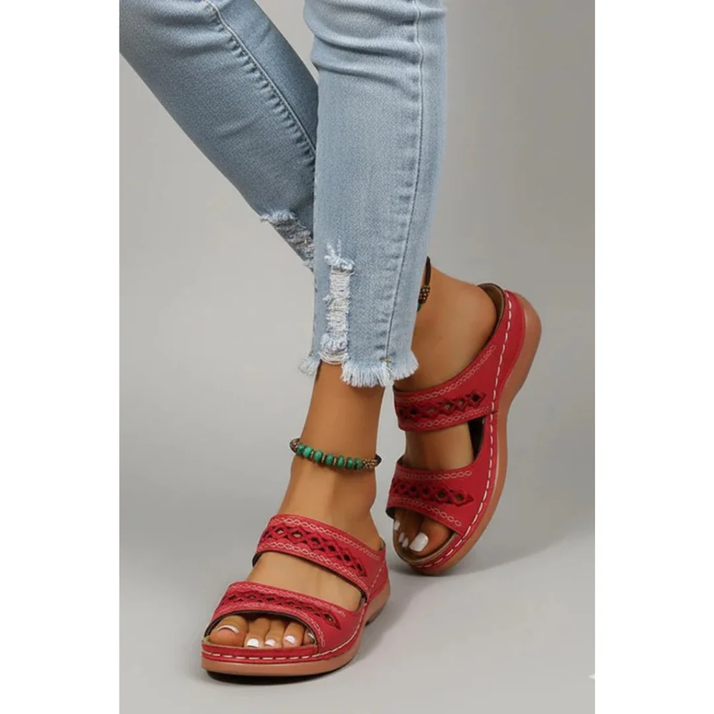 Amalia | Damen Sommer Sandalen Mit Doppelriemen Für Alltag