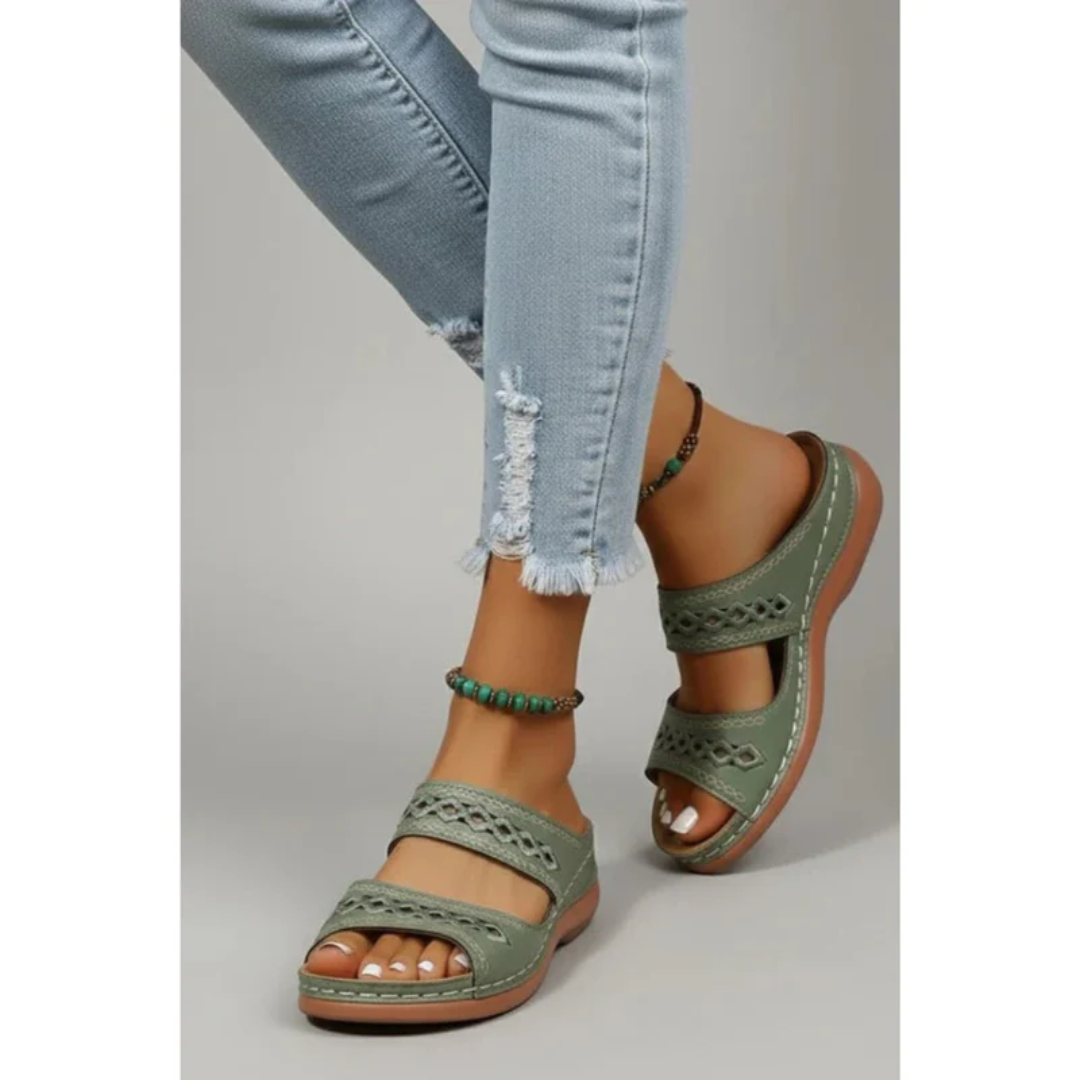 Amalia | Damen Sommer Sandalen Mit Doppelriemen Für Alltag
