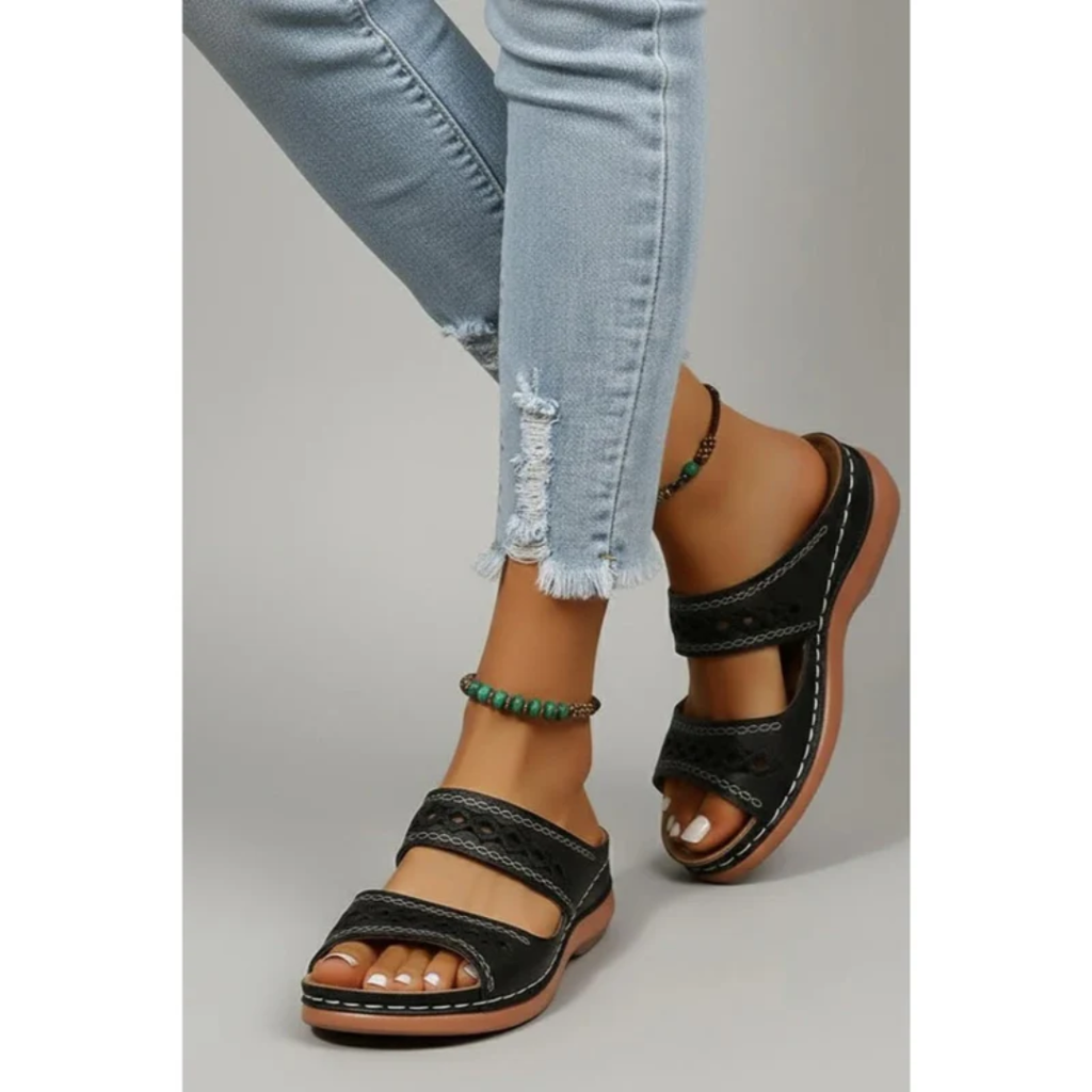 Amalia | Damen Sommer Sandalen Mit Doppelriemen Für Alltag