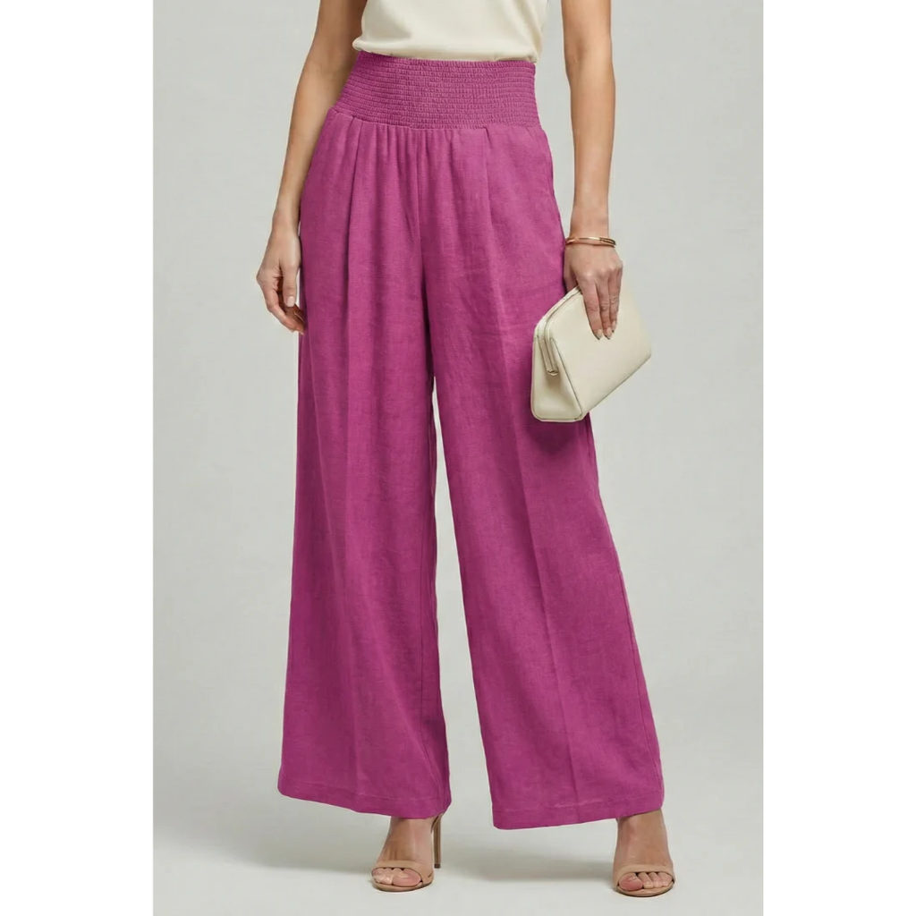Emily | Damen Palazzo Hose Mit Hoher Taille Und Falten