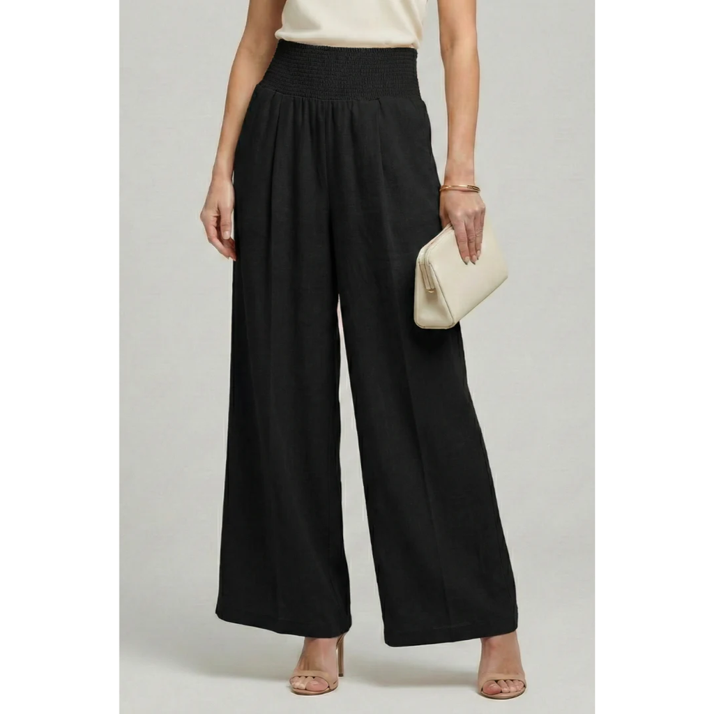 Emily | Damen Palazzo Hose Mit Hoher Taille Und Falten