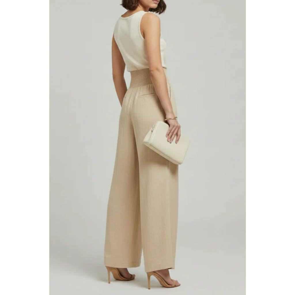 Emily | Damen Palazzo Hose Mit Hoher Taille Und Falten