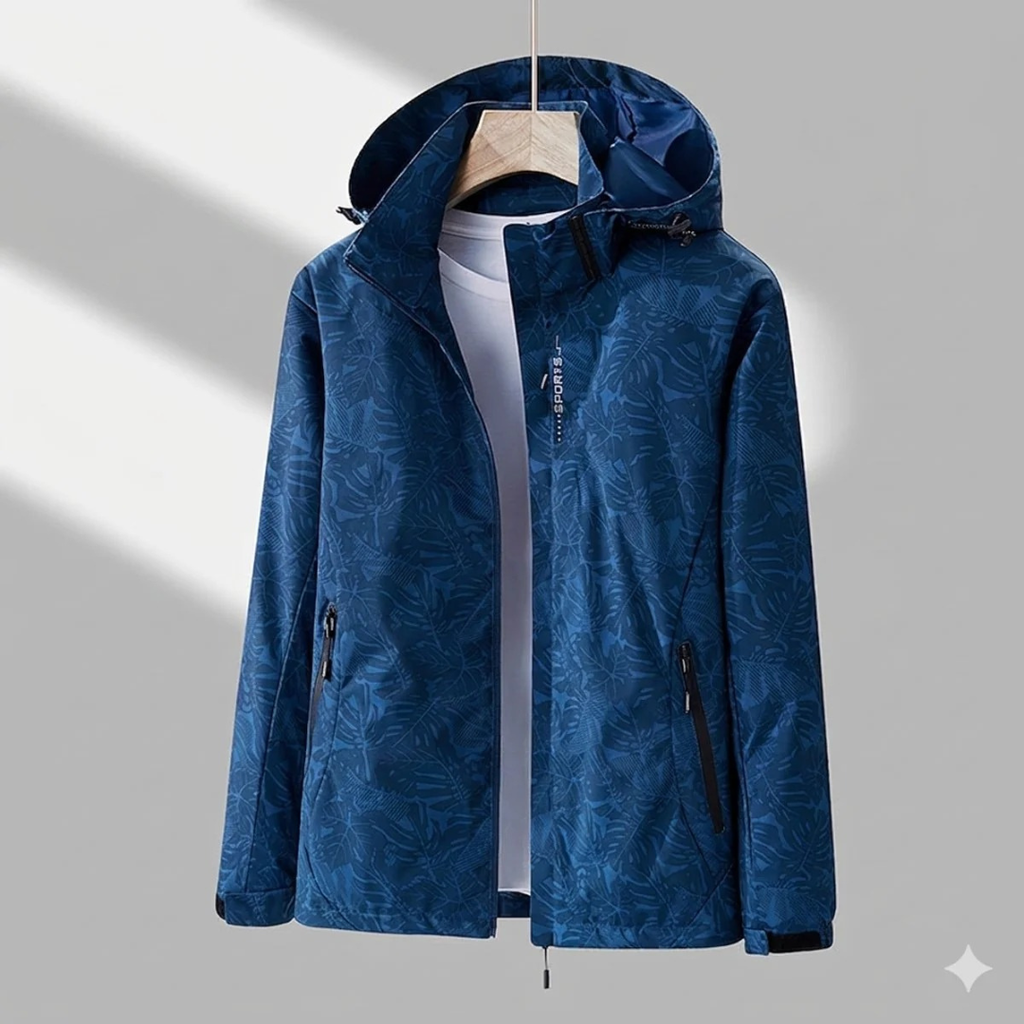 Miriam | Damen Wasserdichte Regenjacke mit Kapuze, Langer Schnitt und Muster Optik