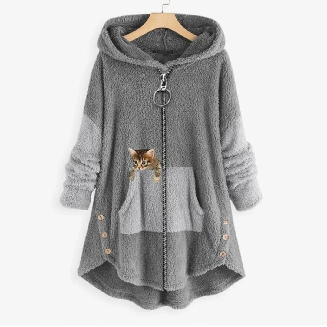 Monika | Damen Langer Hoodie mit Taschen