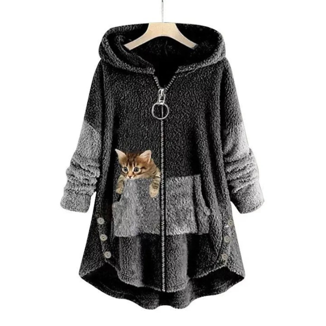 Monika | Damen Langer Hoodie mit Taschen
