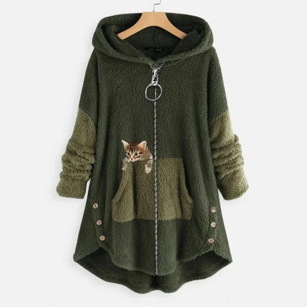 Monika | Damen Langer Hoodie mit Taschen