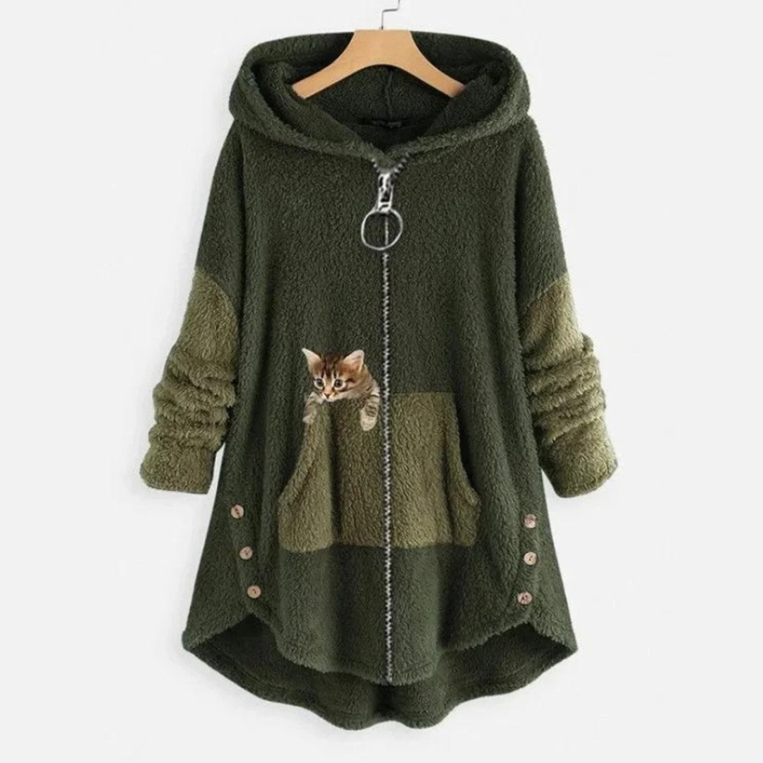 Monika | Damen Langer Hoodie mit Taschen