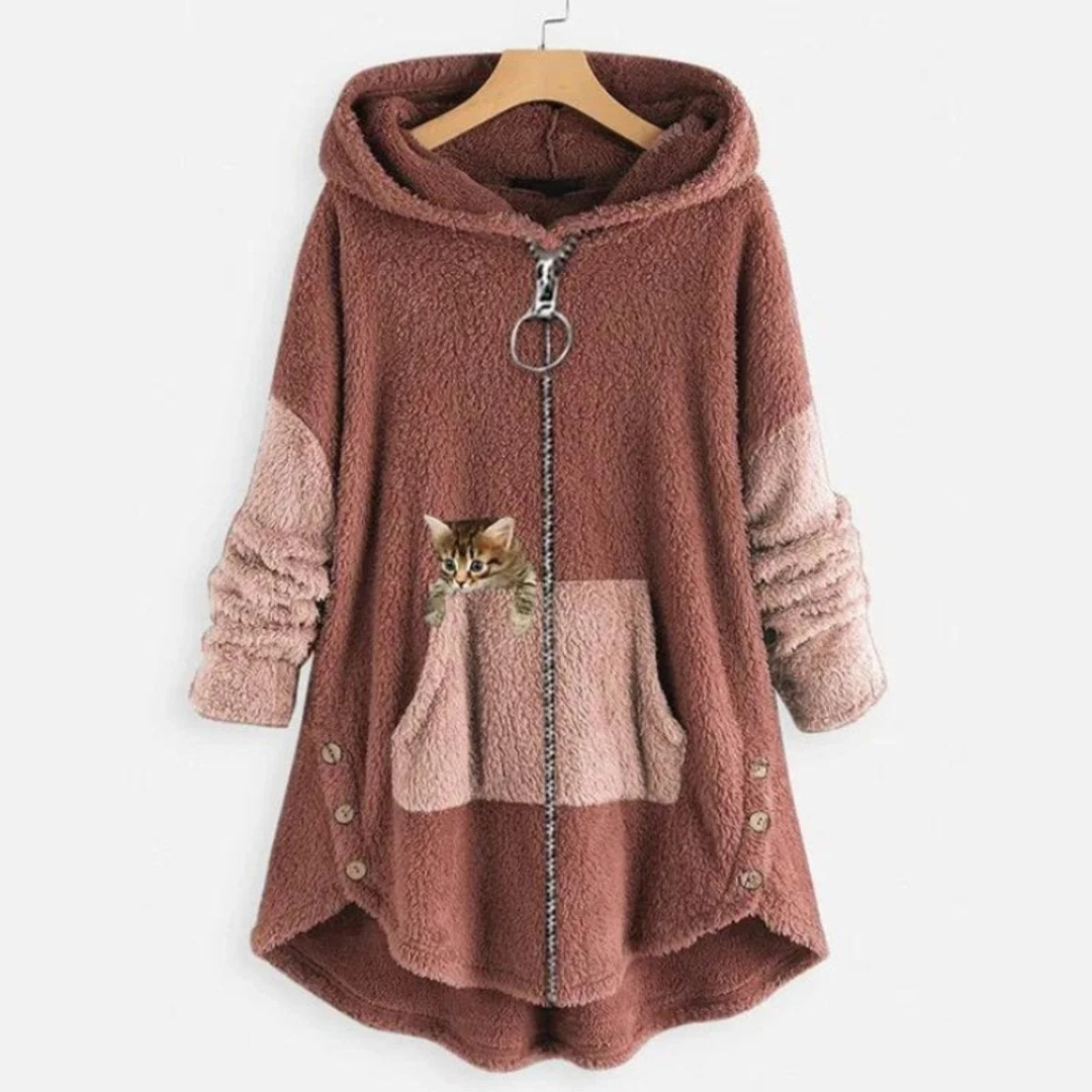 Monika | Damen Langer Hoodie mit Taschen
