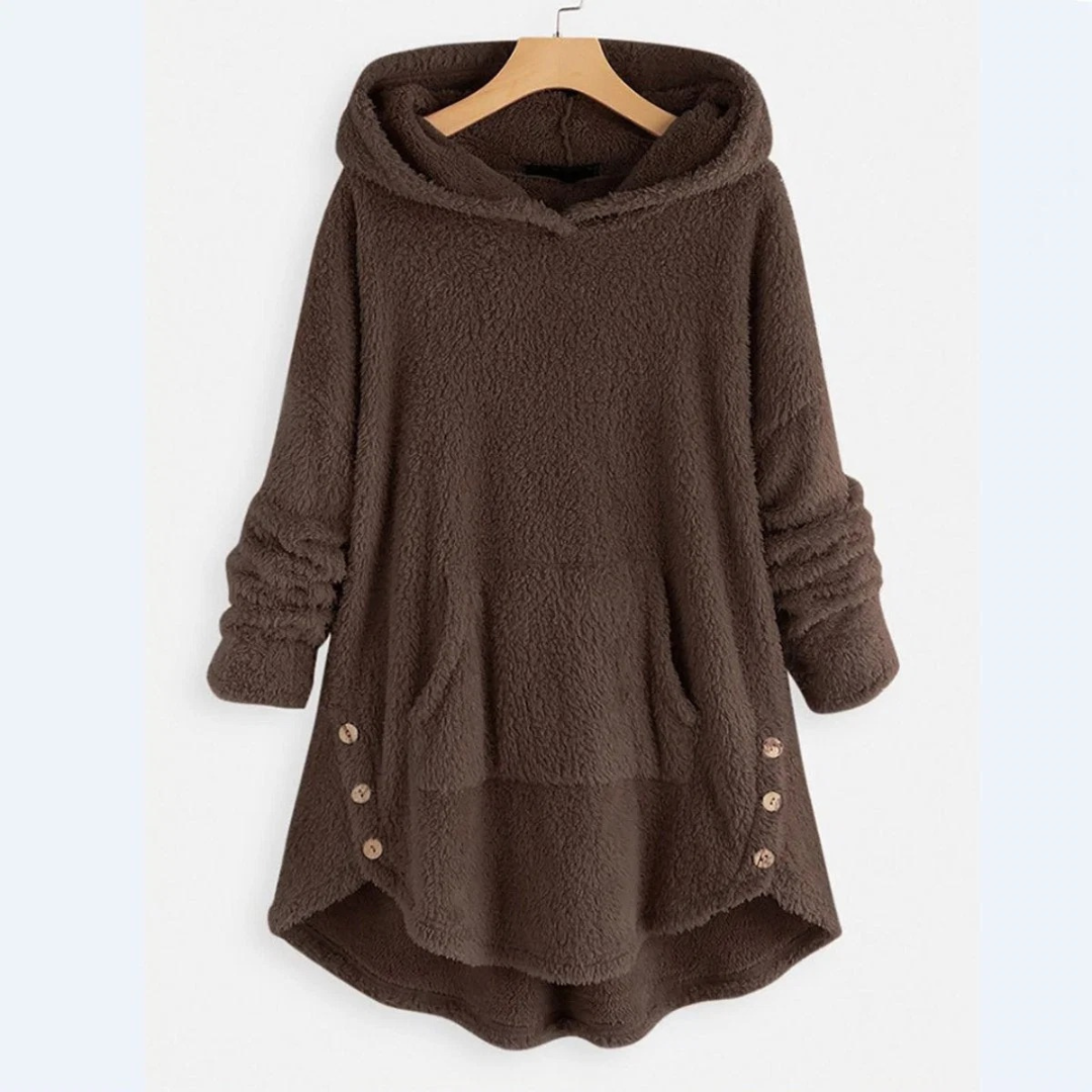 Monika | Damen Langer Hoodie mit Taschen