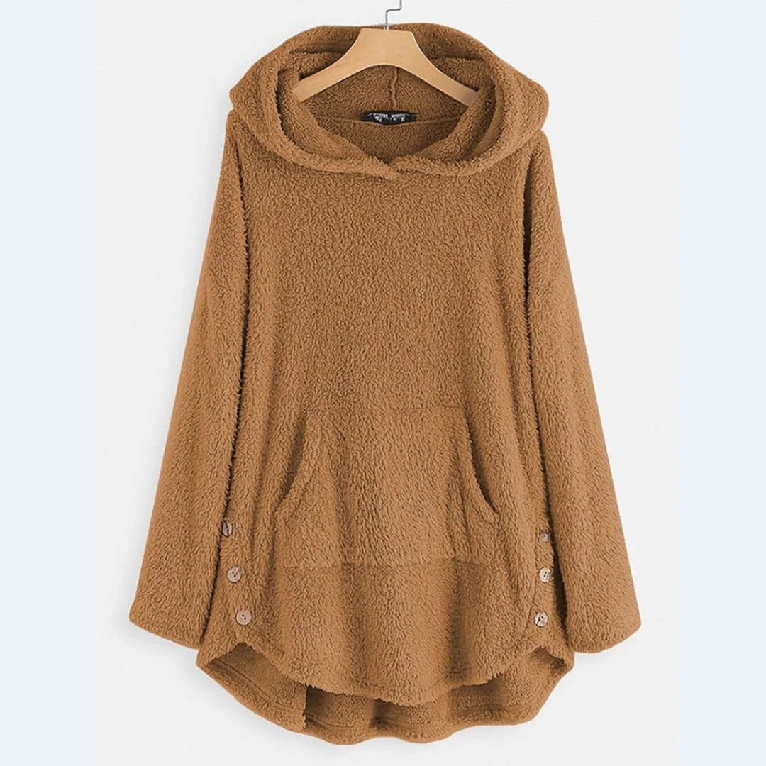 Monika | Damen Langer Hoodie mit Taschen